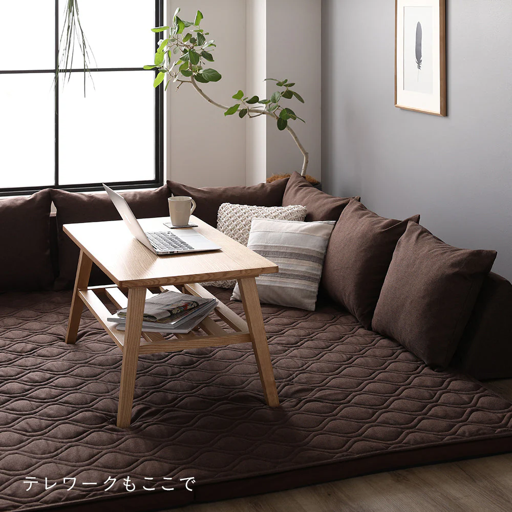 洗えるラグパット付き フロアソファ L型タイプ ブラウン - Image 13