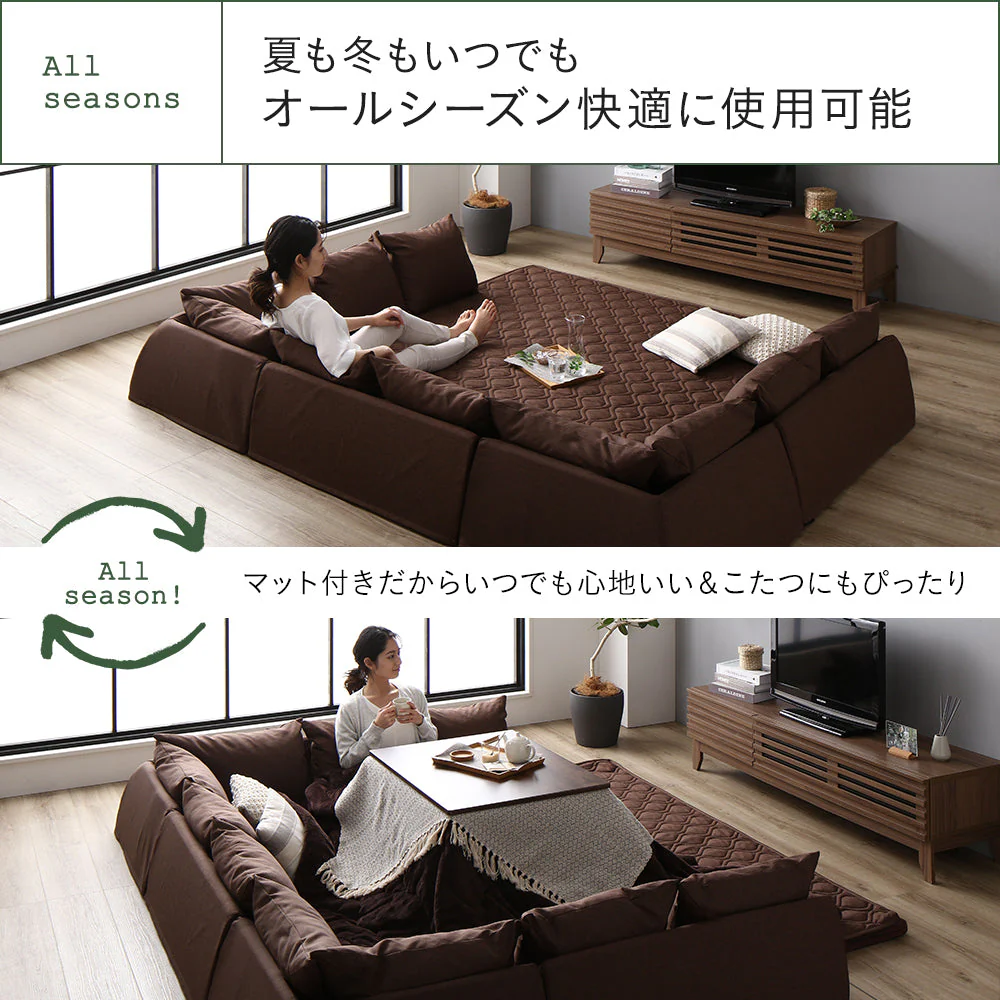 洗えるラグパット付き フロアソファ L型タイプ ブラウン - Image 6