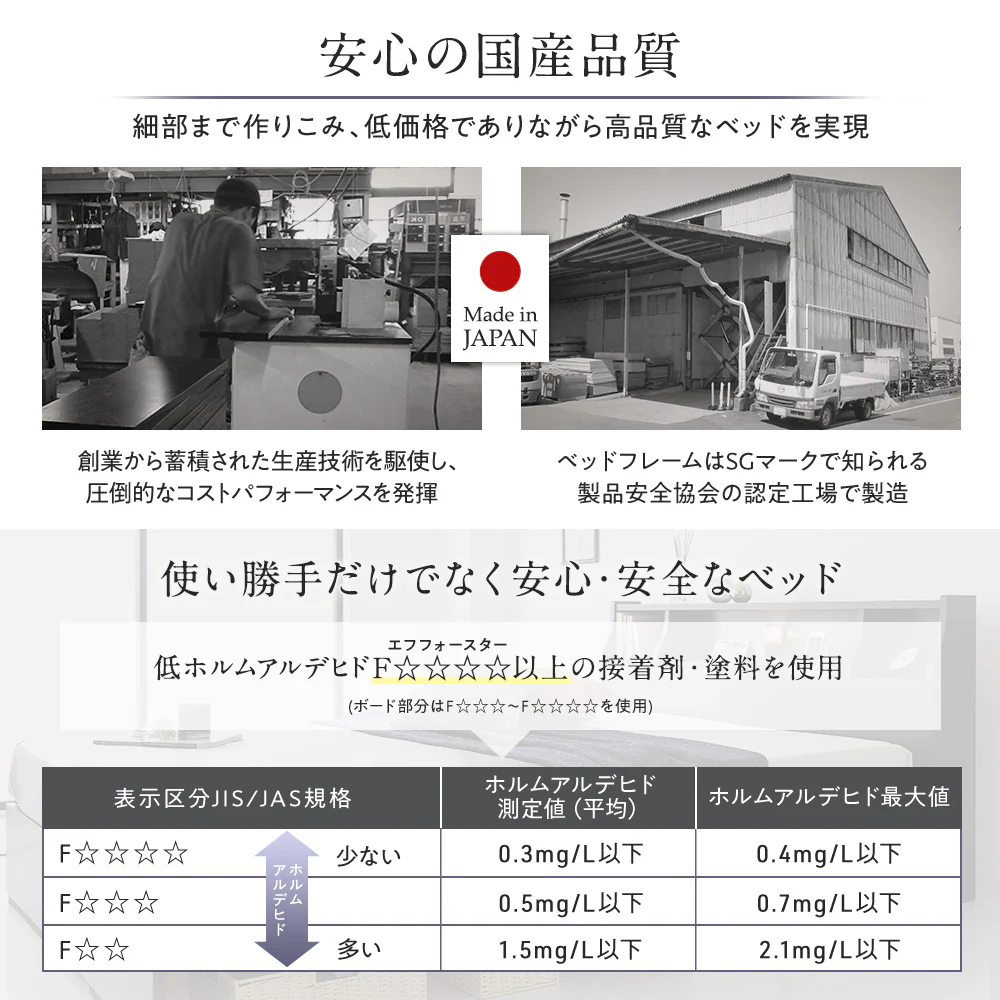 日本製 照明付きフロアベッド ナチュラル - Image 11