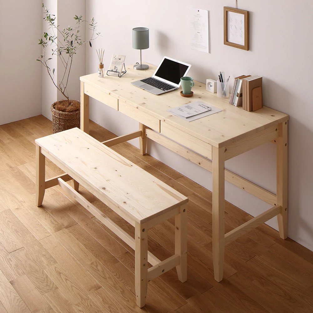 天然木 デスク単品 幅140×奥行60cm ホワイト - Image 18