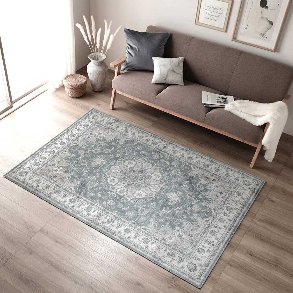 アンティーク調 絨毯風 ラグ  ホットカーペット対応 【130×190cm】 ブルーアッシュ - Image 16