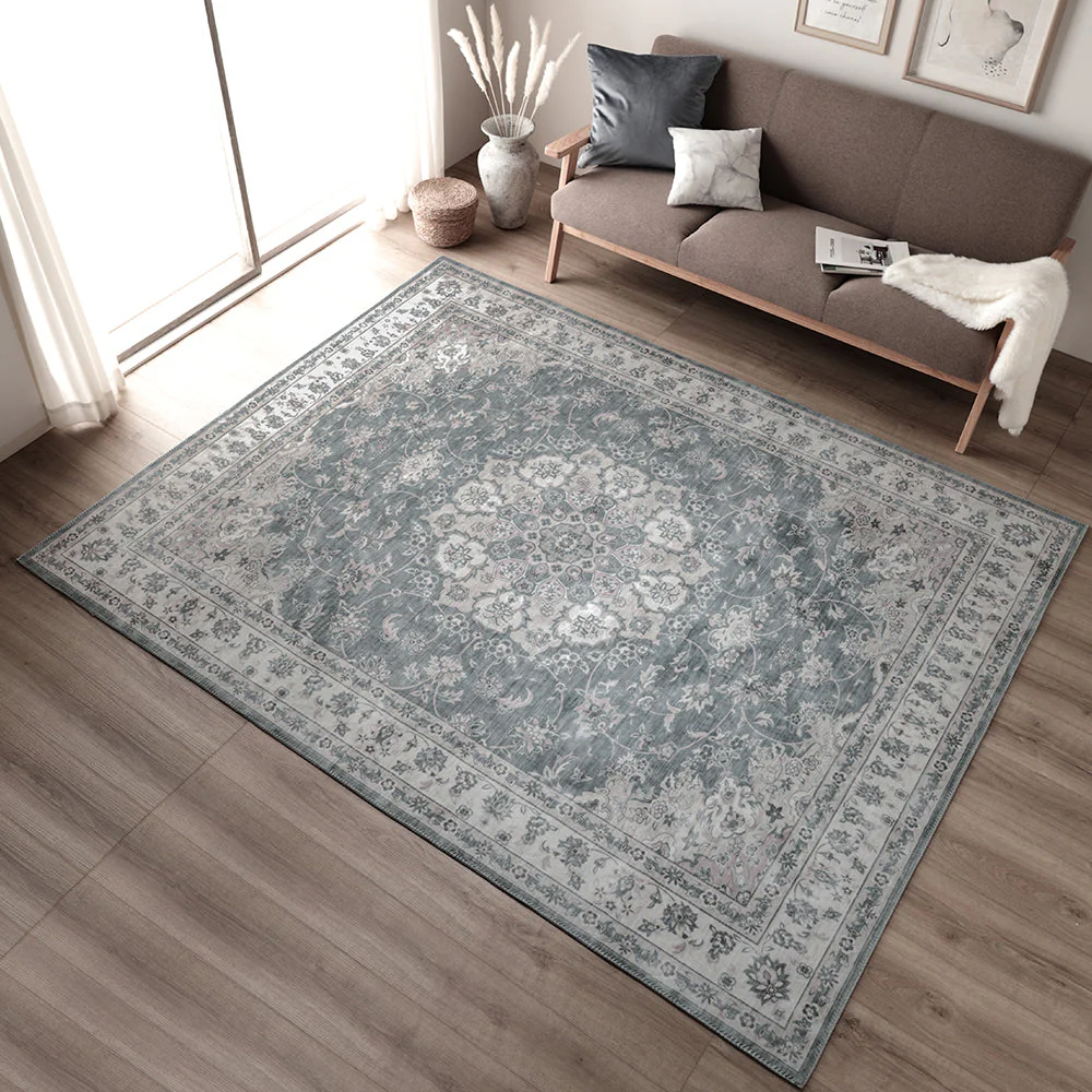 アンティーク調 絨毯風 ラグ  ホットカーペット対応 【190×240cm】 ブルーアッシュ - Image 16