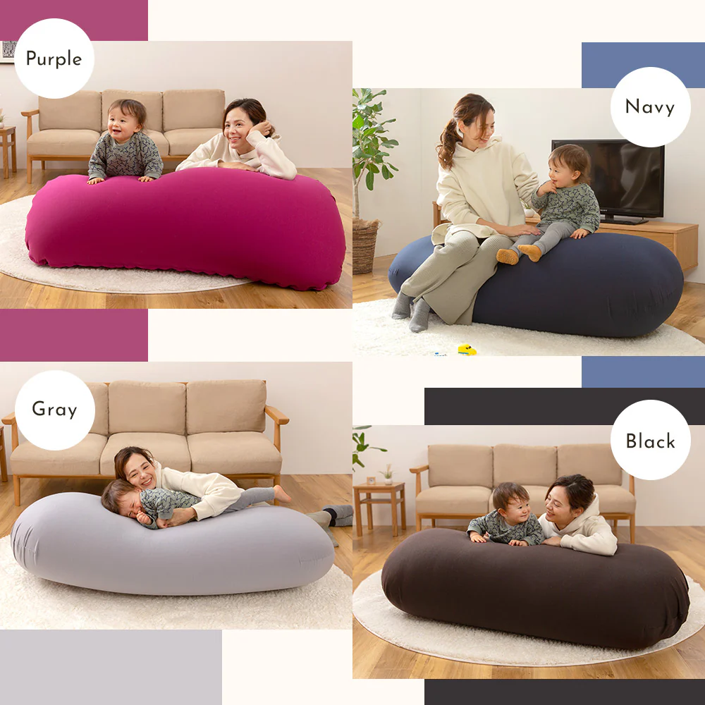 日本製 おおきなビーズクッション グレー - Image 10