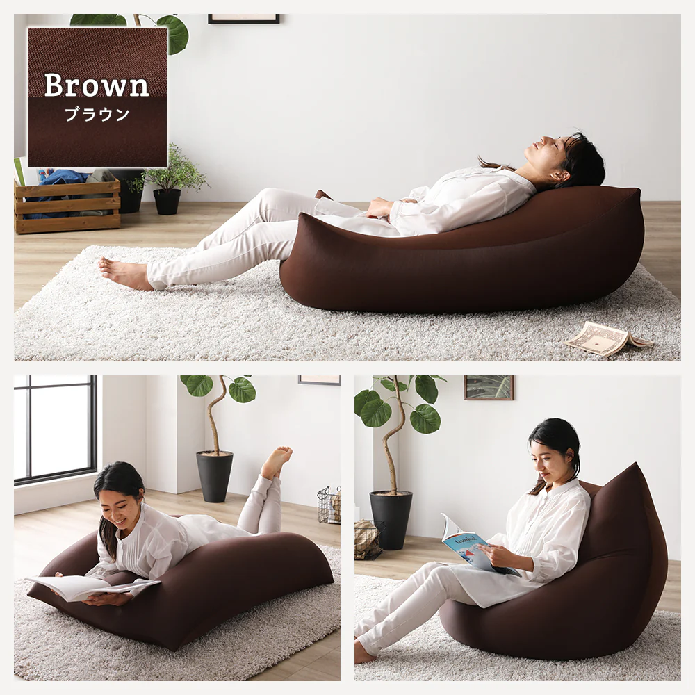日本製 特大ビーズクッション ブラウン - Image 3