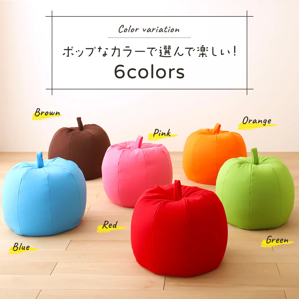 リンゴ型 ビーズクッション 2点セット（スモール・ビッグ） ブルー - Image 2