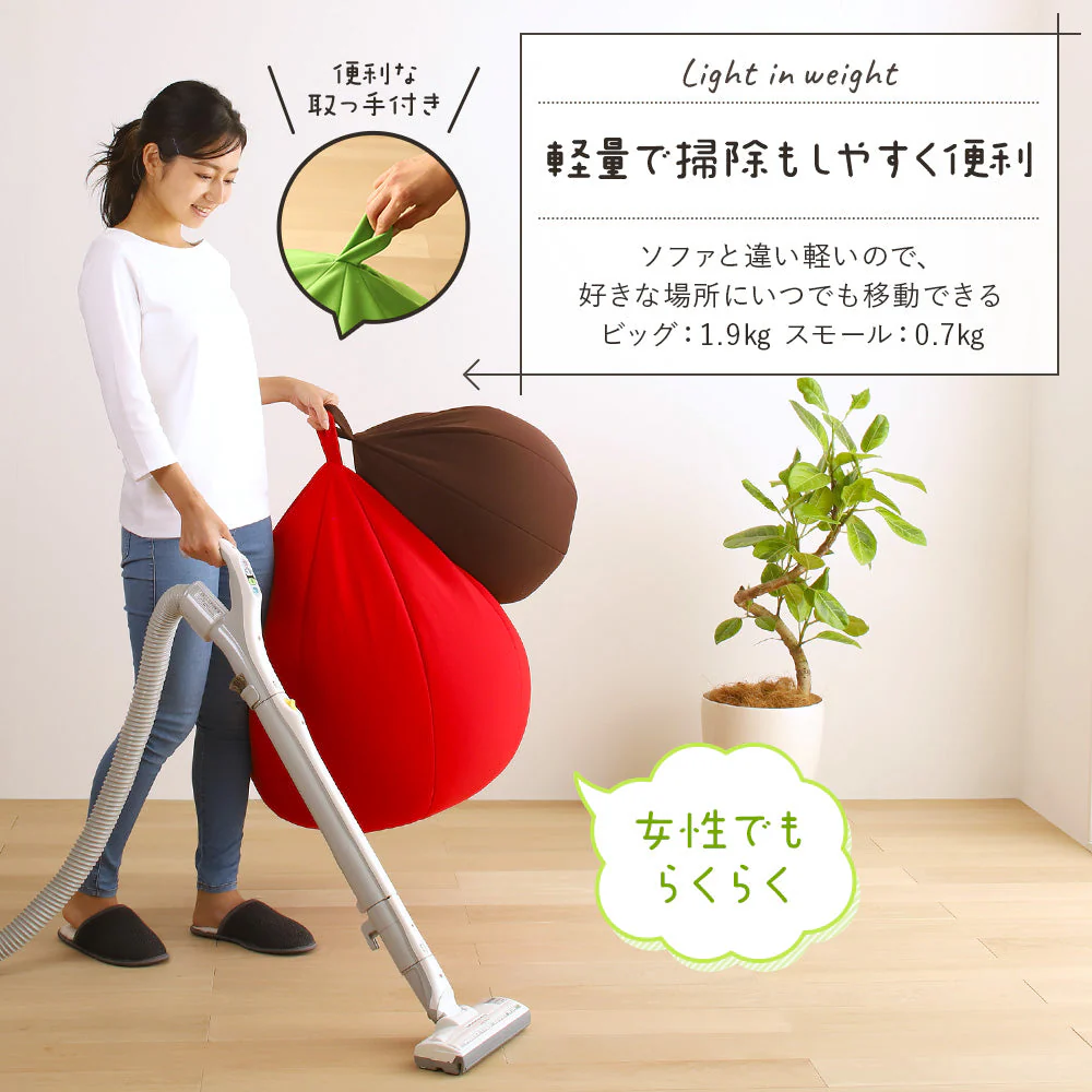 リンゴ型 ビーズクッション 単品（スモール） ピンク - Image 10