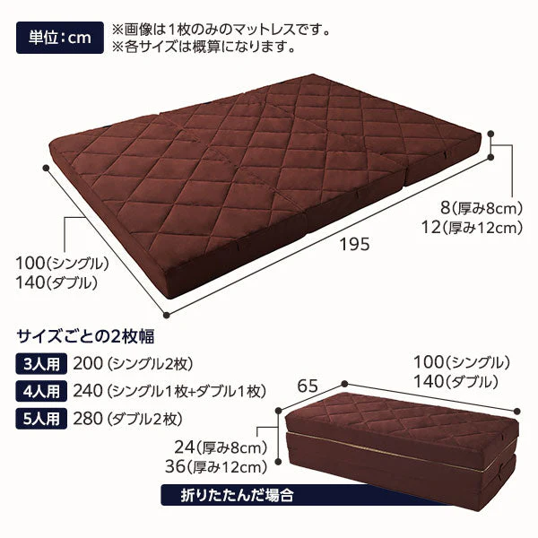 ファミリータイプ マットレス 3つ折り 12cm厚 グレー - Image 12
