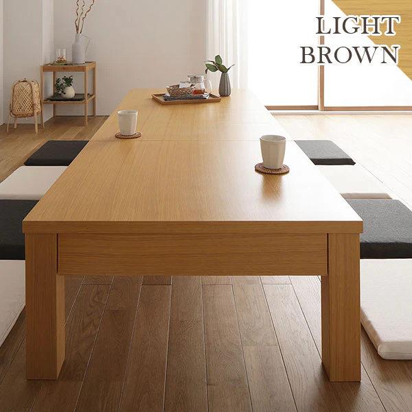 伸縮 折りたたみローテーブル（組立品）ライトブラウン - Image 3