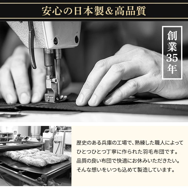日本製 羽毛掛け布団 ダウン率90% ネイビー - Image 3