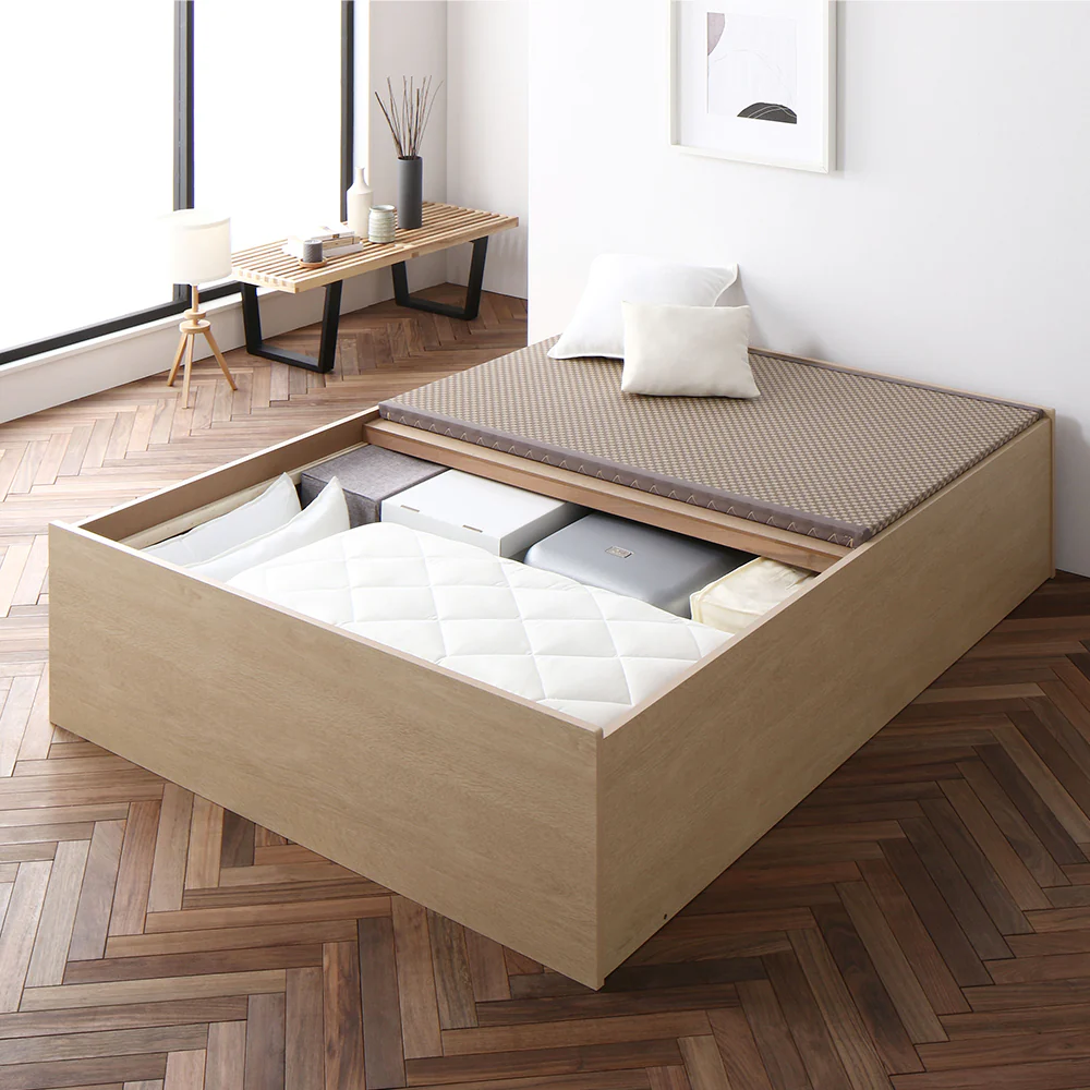 日本製 畳カラーが選べる大容量収納 畳ベッド ナチュラル：美草ラテブラウン - Image 20
