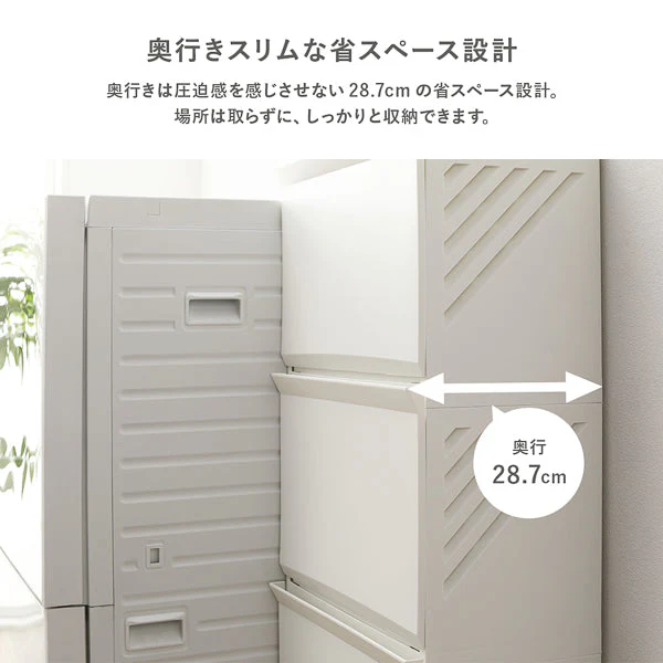 隠せる・分別できる ランドリーラック 収納ボックス スリム2段 アイボリー - Image 12