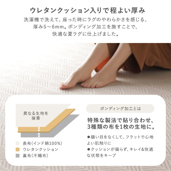 洗濯機で洗えるさらふわコットンラグ 約130×185cm ネイビー - Image 10