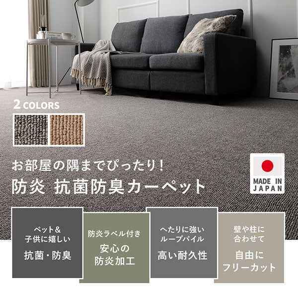フリーカット 平織カーペット 抗菌防臭 防炎 ベージュ - Image 2