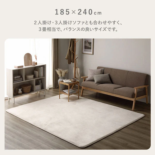 はっ水 とろける ふっくら低反発ラグ 長方形(185×240cm) ベージュ - Image 16
