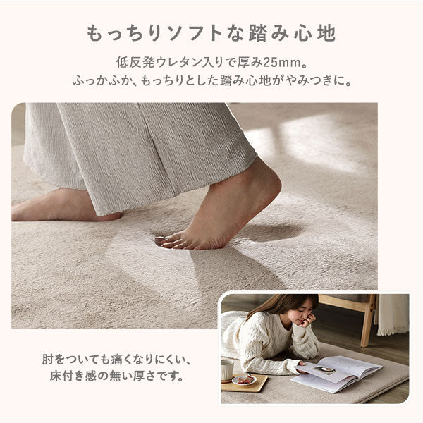 はっ水 とろける ふっくら低反発ラグ 円形(直径185cm) ベージュ - Image 5
