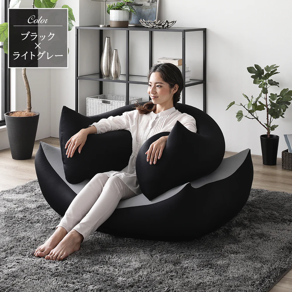 日本製 ビーズクッション 特大＆抱き枕 セット ブラウン - Image 11