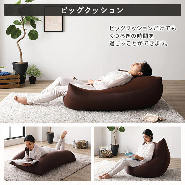 日本製 ビーズクッション 特大＆抱き枕 セット ライトグレー×ブラック - Image 15