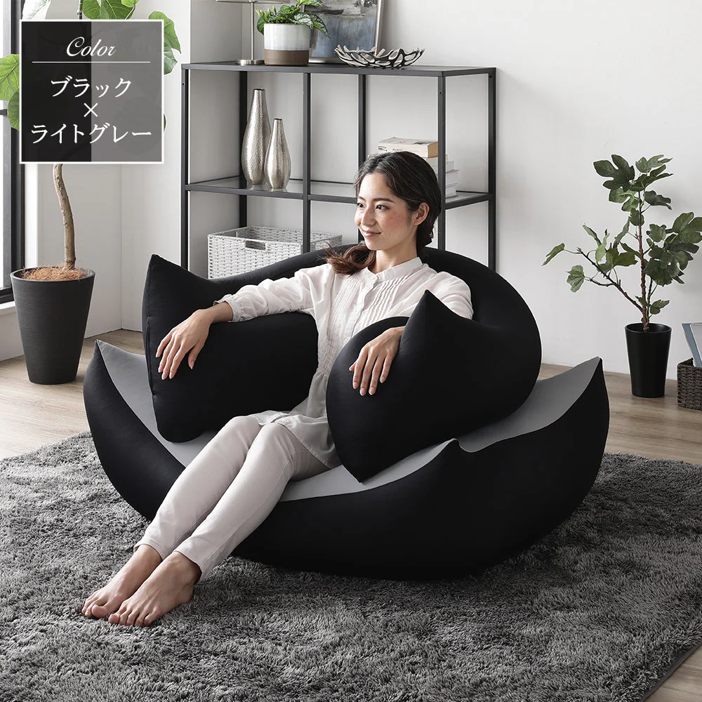 日本製 ビーズクッション 特大＆抱き枕 セット ネイビー - Image 11