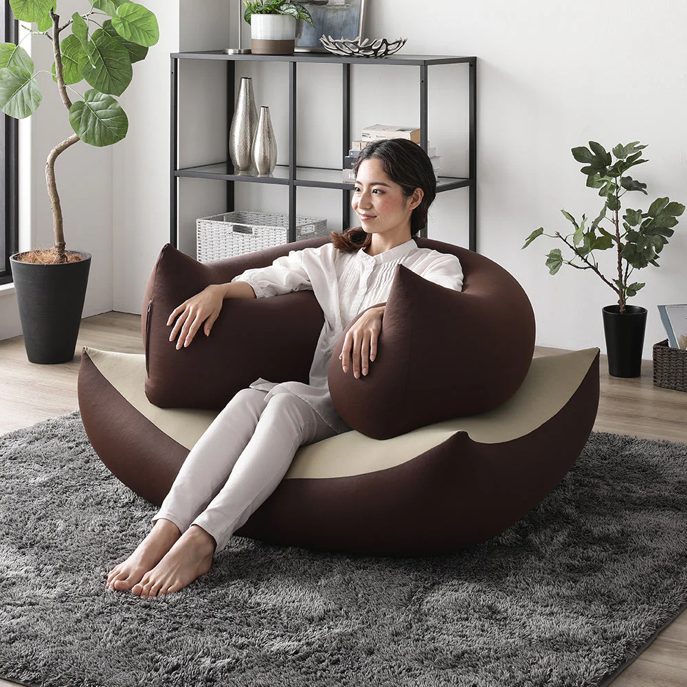 日本製 ビーズクッション 特大＆抱き枕 セット ネイビー - Image 4