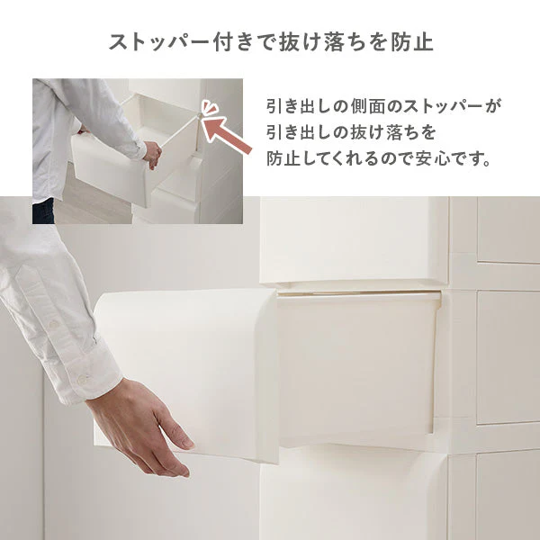 ホコリが入りにくいチェスト プラスチック製 日本製 スリム・3段 レッド - Image 10