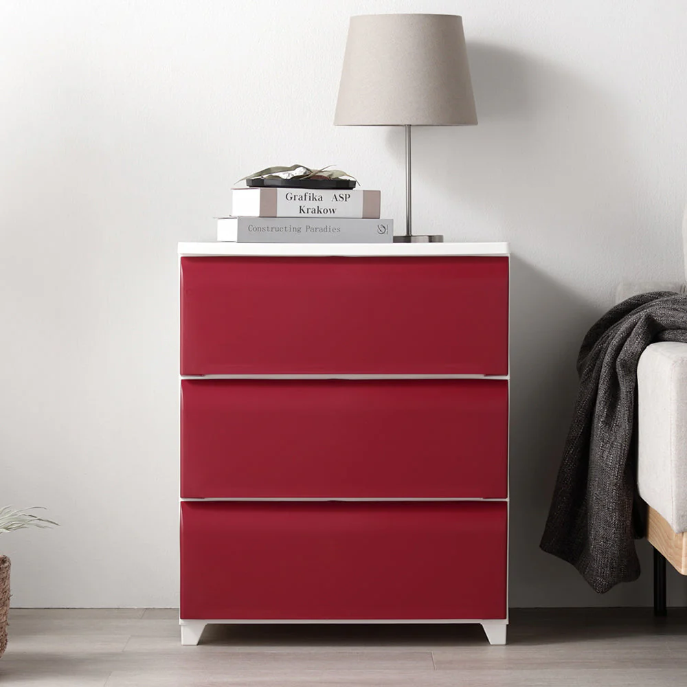 ホコリが入りにくいチェスト プラスチック製 日本製 スリム・3段 レッド - Image 32