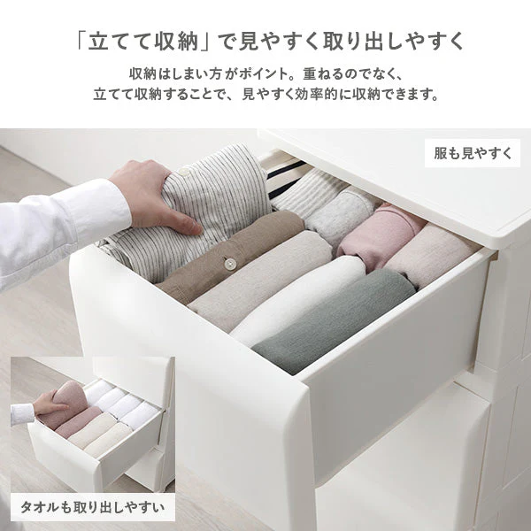ホコリが入りにくいチェスト プラスチック製 日本製 ワイド・5段 ブラウン - Image 13