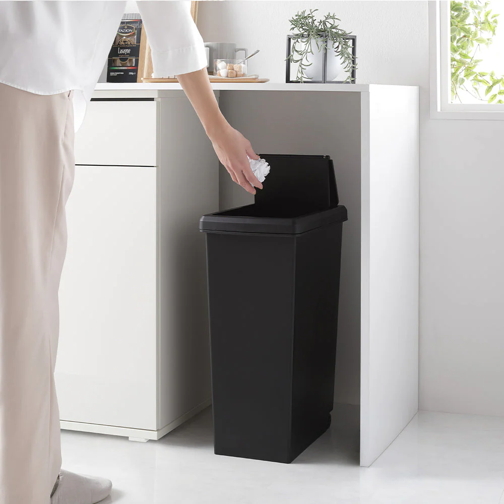 【日本製】サイズが選べる 棚下にも収納できる スライドオープン式 ごみ箱 30L ライトグレー 単品 - Image 21