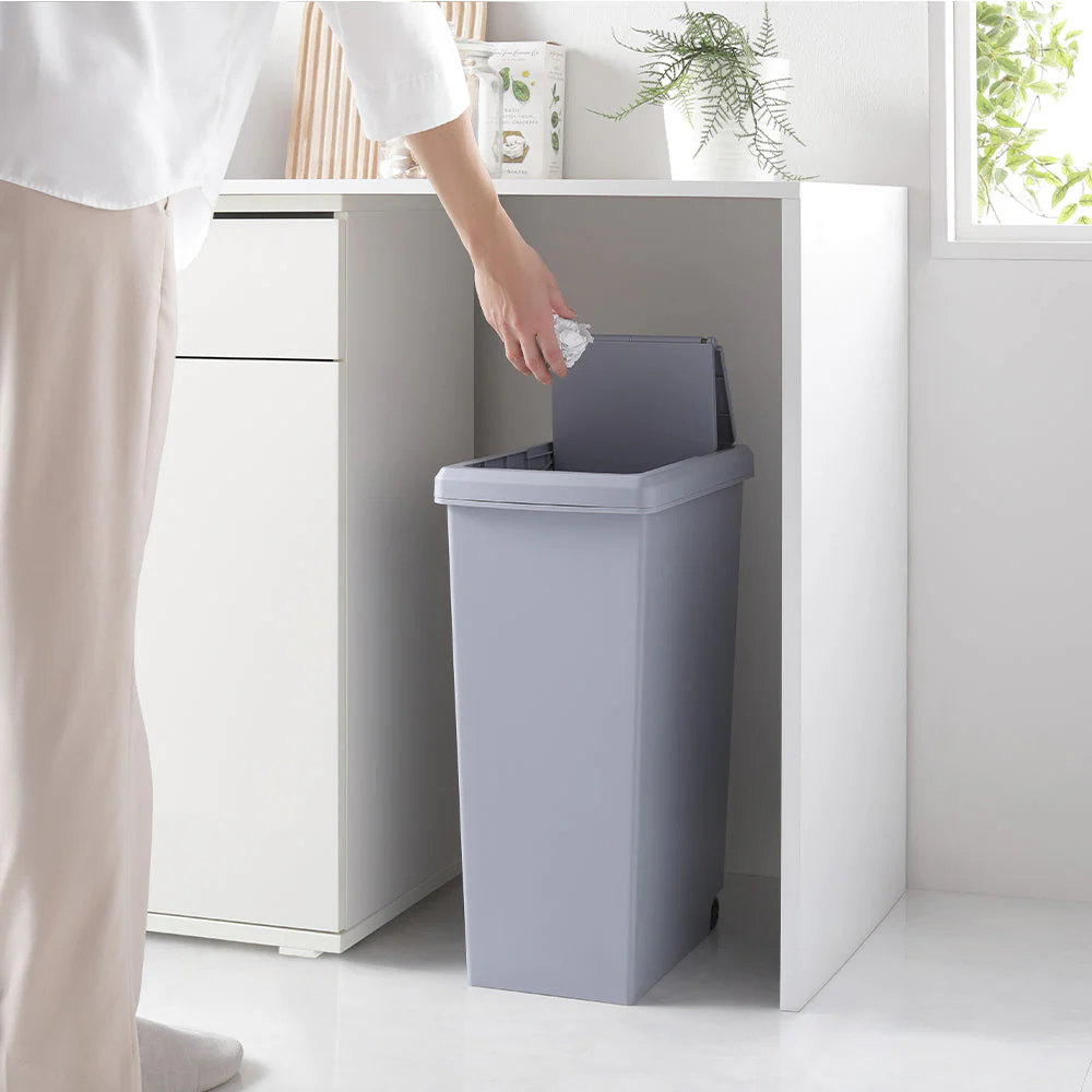 【日本製】サイズが選べる 棚下にも収納できる スライドオープン式 ごみ箱 30L ナイトブルー 単品 - Image 22
