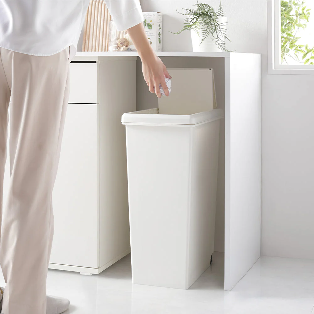 【日本製】サイズが選べる 棚下にも収納できる スライドオープン式 ごみ箱 45L ナイトブルー 単品 - Image 20