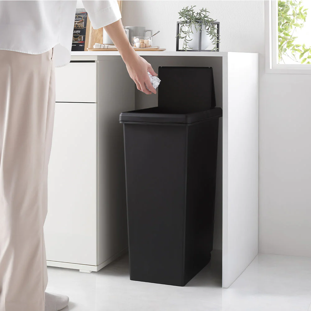 【日本製】サイズが選べる 棚下にも収納できる スライドオープン式 ごみ箱 45L ナイトブルー 単品 - Image 21