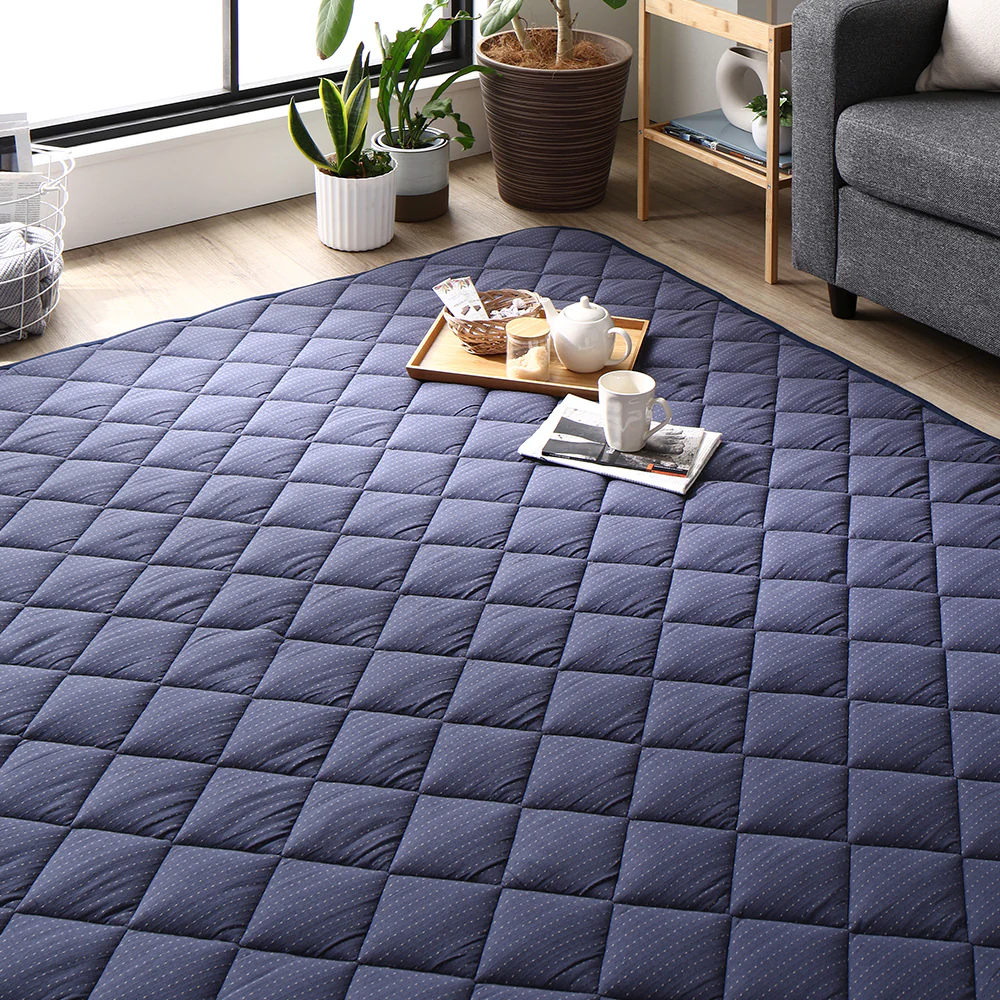 先染め こたつ敷き布団ラグ （デニム/つむぎ/刺子） 約190×190cm ネイビー - Image 23