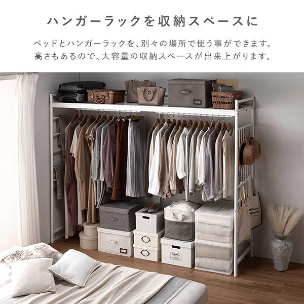 ベッド上収納 ハンガーラック&サイズが選べる天然木すのこベッド 2点セット ハンガーラック：ブラック ベッドフレーム：ダークブラウン - Image 13