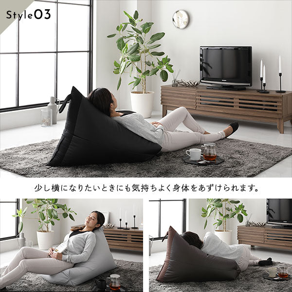 ビーズクッション 取っ手付きタイプ（レザー調） ブラック - Image 9