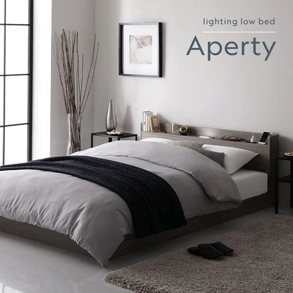 LED照明＆棚付きローベッド 『Aperty アペルティ』 ヴィンテージブラウン - Image 10