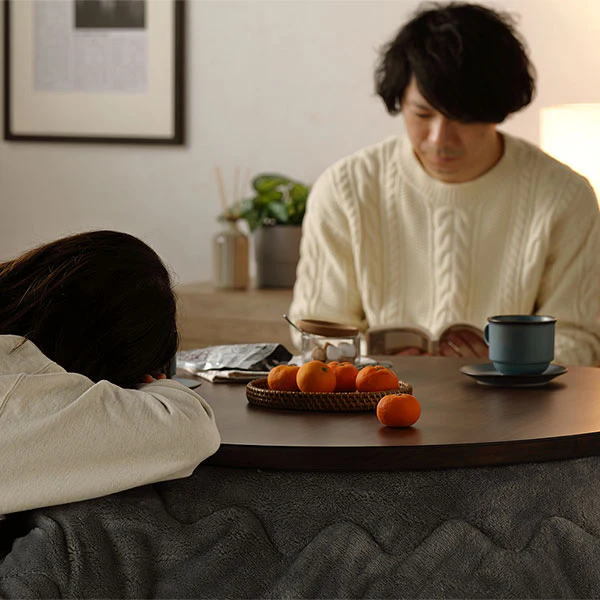 円形 天然木突板 こたつテーブル 105cm オーク - Image 22