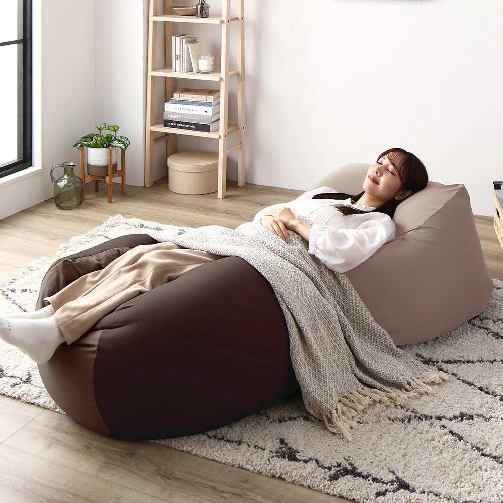 日本製 ビーズクッション 『STIIBO』 2個セット ブラウン・グレージュ