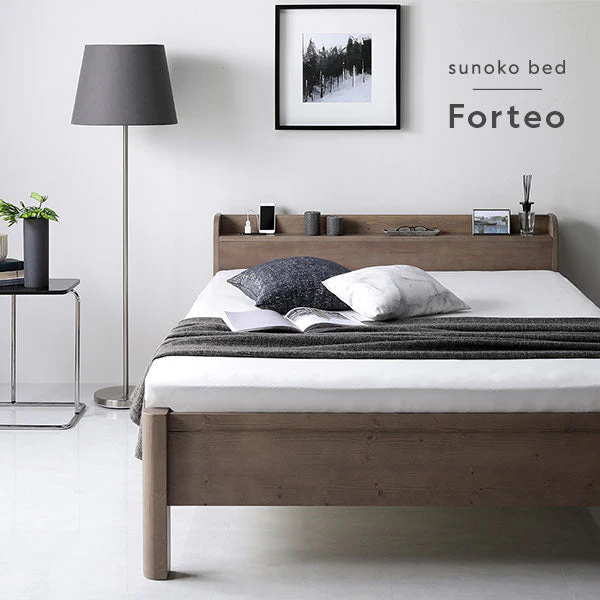 コンセント 棚付き 頑丈すのこベッド 耐荷重650kg 『Forteo フォルテオ』ブラック - Image 2