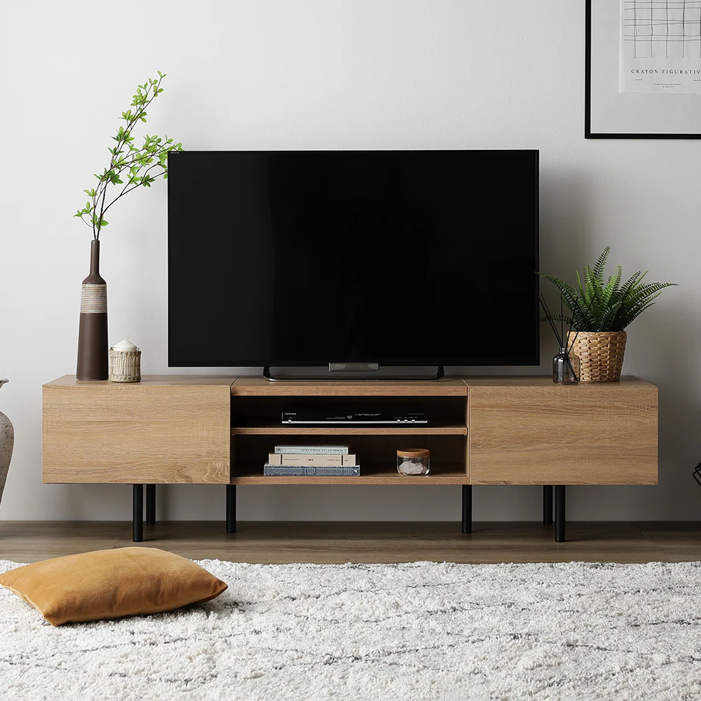 異素材MIX ワイド テレビボード 『Stova ストーヴァ』 幅150cm ブラウン - Image 27
