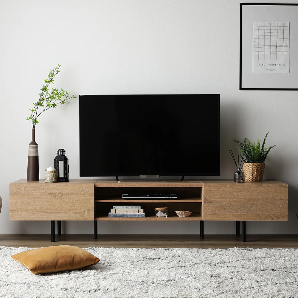 異素材MIX ワイド テレビボード 『Stova ストーヴァ』 幅180cm グレージュ - Image 26