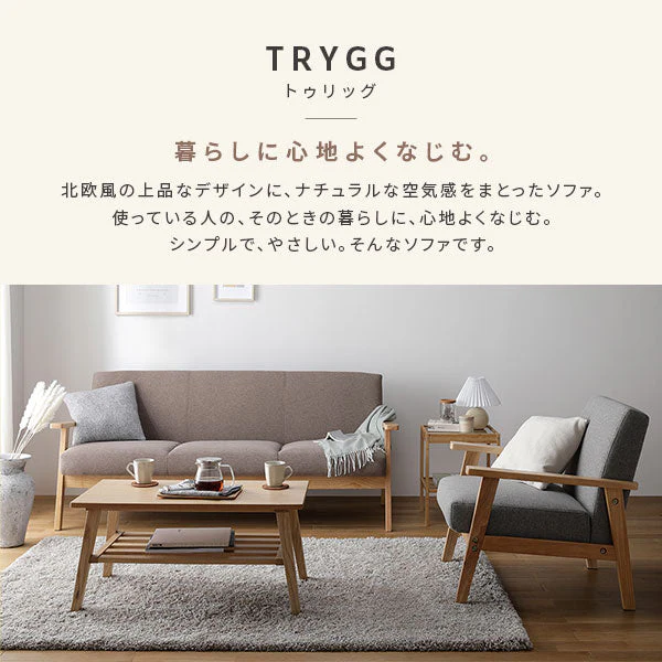 北欧風 3人掛け 木枠ソファ『TRYGG トゥリッグ』アーバングレー - Image 2