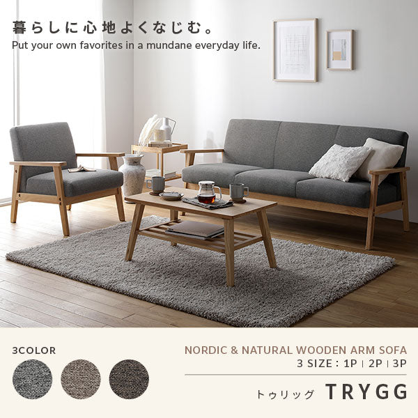 北欧風 1人掛け 木枠ソファ『TRYGG トゥリッグ』アーバングレー - Image 6