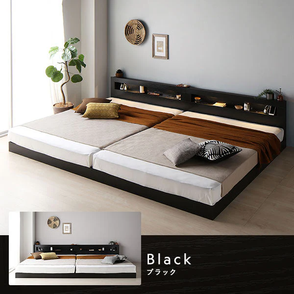 ホテルスタイル 連結ローベッド LED照明＆棚付き『CONCASA コンカーサ』グレージュ - Image 4