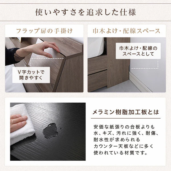 LED照明＆多機能ヘッドボード・引き出し収納付き『Rebertio リバーティオ』 ヴィンテージブラウン - Image 13