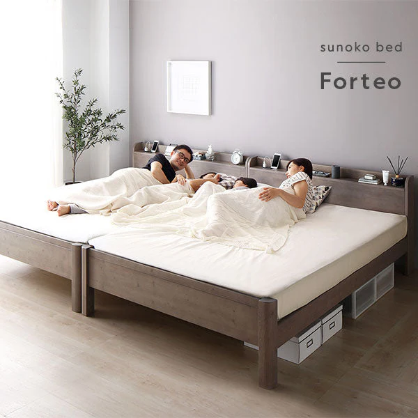 コンセント 棚付き 頑丈すのこベッド 連結サイズ 耐荷重650kg『Forteo フォルテオ』 ブラック - Image 2