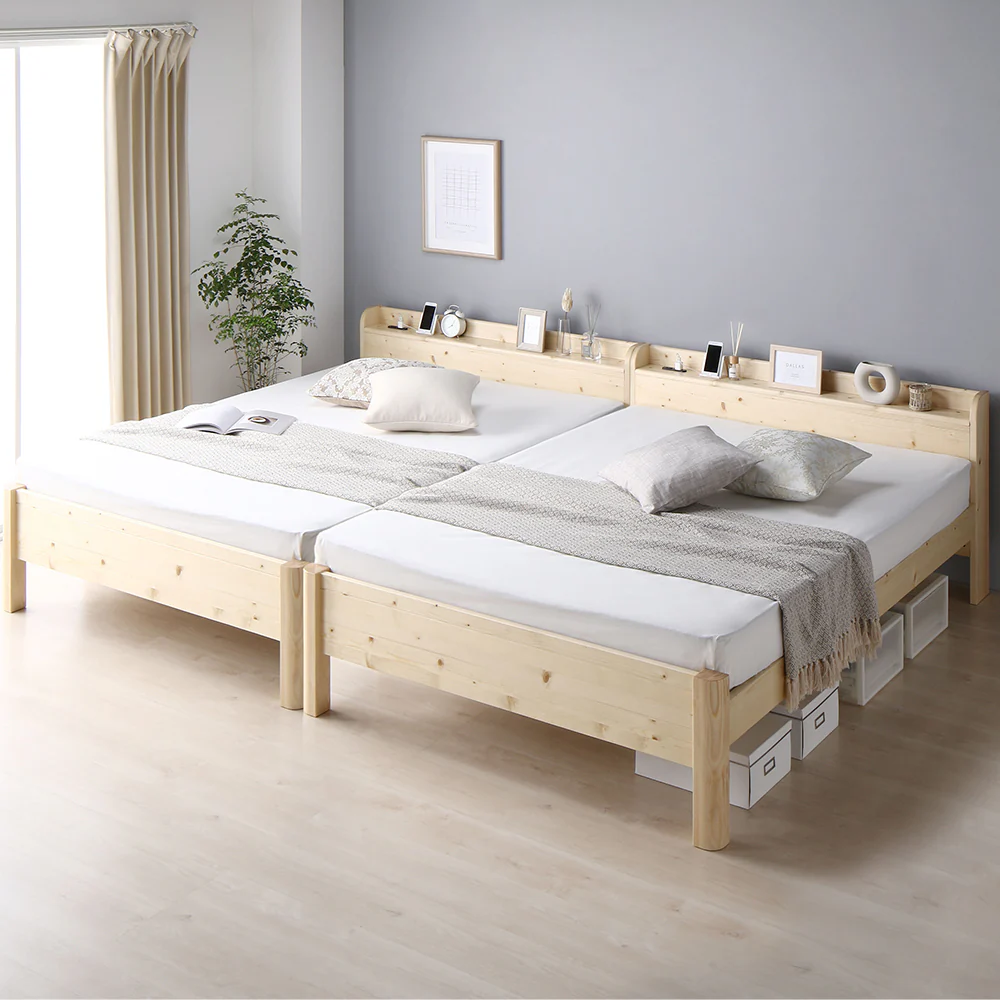 コンセント 棚付き 頑丈すのこベッド 連結サイズ 耐荷重650kg『Forteo フォルテオ』 ホワイト - Image 32
