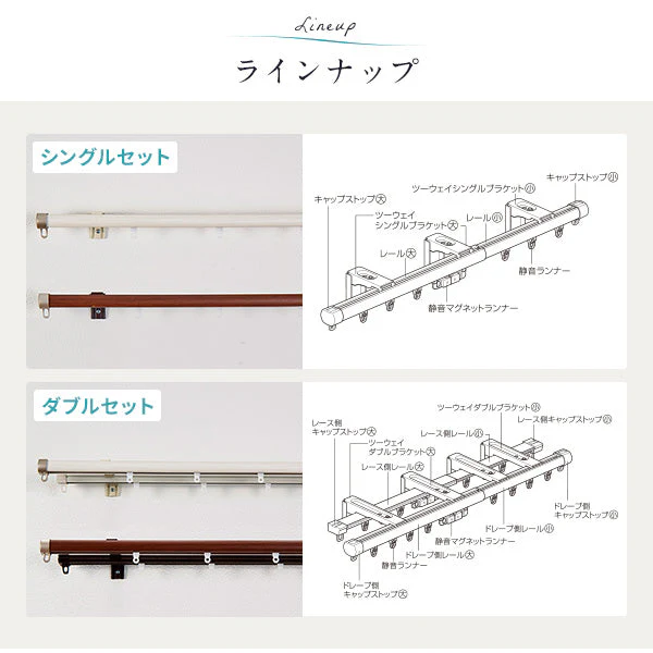 伸縮 カーテンレール リネア シングル 木目ブラウン - Image 11