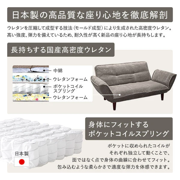 日本製 リクライニングソファ 1人掛け単品 コーデュロイ生地 チャコールグレー - Image 8
