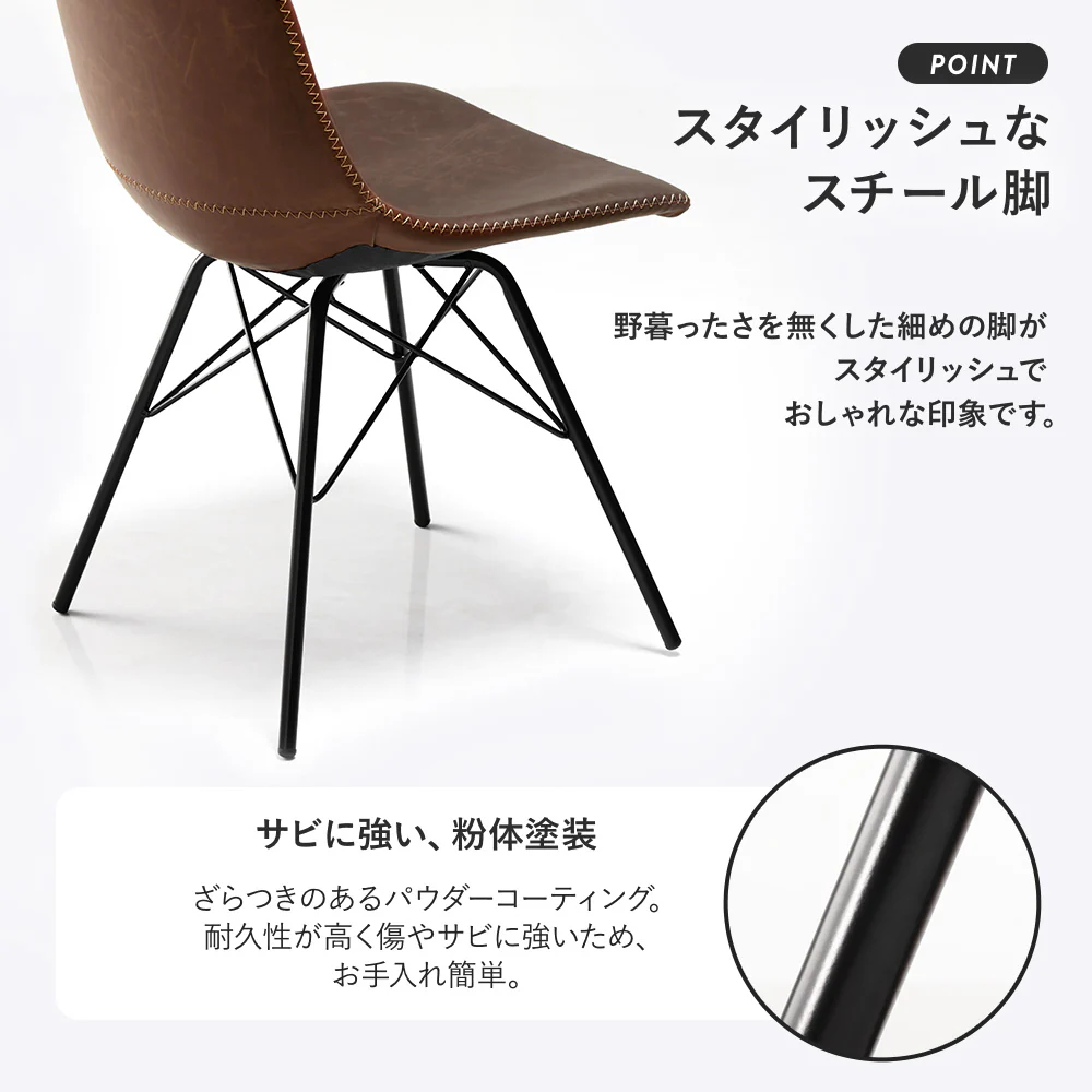 2人掛けダイニング3点セット（幅60cmテーブル/ナチュラル+回転タイプチェア2点/ダークグレー） - Image 9