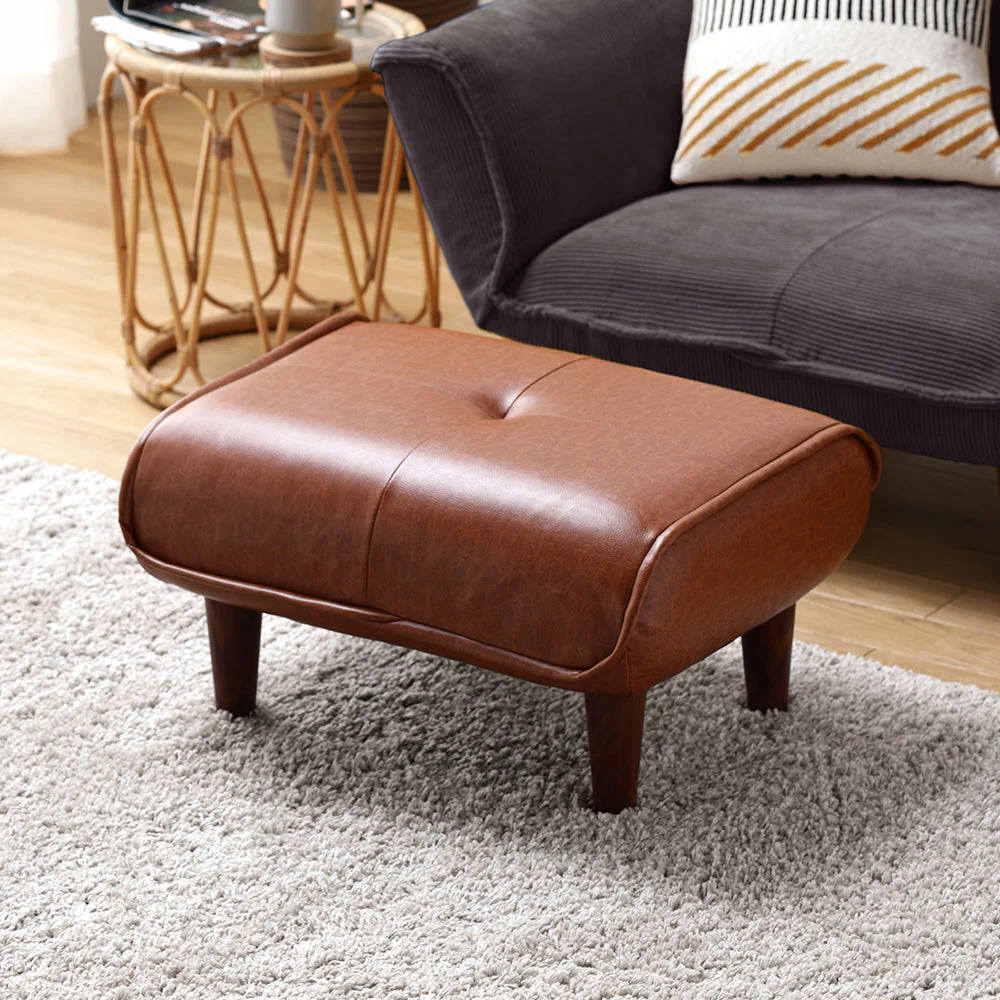 日本製 ポケットコイル オットマン単品 PVC ヴィンテージキャメル - Image 14