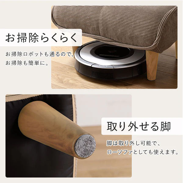 日本製 ポケットコイル オットマン単品 コーデュロイ生地 ワインレッド - Image 10